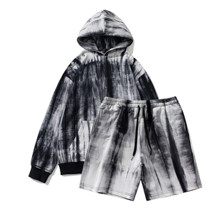 High Quality Winter Casual Breathable <b>Knitted</b> Hoodie and Short <b>Set</b> 100% Cotton Heavy GSM 450-500 Acid Washed with Front Logo - Product Image 4