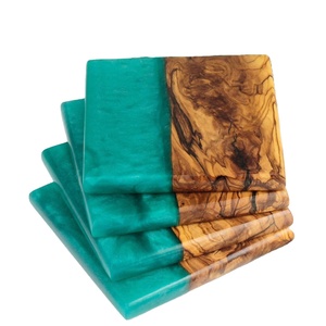 Royal Essence ชุดจานชามเรซินฝังด้วยมือและจานรองแก้วทำจากไม้ที่ทันสมัยสำหรับรับประทานอาหารสุดหรูของขวัญตามเทศกาล - Product Image 1