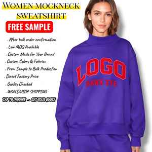 เสื้อสเวตเชิ้ตผ้าฟลีซคอเต่าแบบกลับด้านได้ แขนยาวทรงโอเวอร์ไซส์ สำหรับผู้หญิง ฤดูใบไม้ร่วง/ฤดูหนาว พิมพ์ลายโลโก้ตามสั่ง ผลิตจากผ้าฝ้าย 100% - Product Image 1