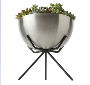 Decorative Metal Planter Pot Silver Plated Planter Flower Pot with Iron <b>Stand</b> Wedding Decoration Living Room - Product Image 2