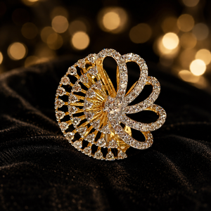 Luxury 14K <b>Gold</b> Flower Shape Cluster <b>Ring</b> with Sparkling Diamond Stones Elegant Bridal Party & Engagement Gift Jewelry for Women - Product Image 2