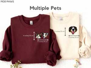 <b>Custom</b> Embroidered <b>Pet</b> <b>Portrait</b> Crewneck Sweatshirt Personalized Dog Face Pullover Gift for Dog Lovers Wholesale - Product Image 4