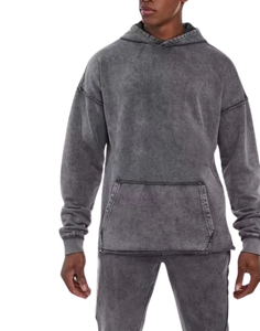 ชุดวอร์มดีไซน์ใหม่ปี 2026 สีพื้นเรียบหรู ออกแบบได้ตามสั่งสำหรับผู้ชาย พร้อมโลโก้แบบกำหนดเอง เสื้อฮู้ดและกางเกงวอร์ม - Product Image 3