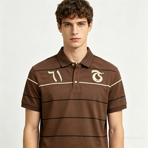 PL1056 Polo en tricot décontracté à manches courtes pour homme avec logo personnalisé, rayures de football, haut en tricot, pull en tricot pour homme - Product Image 1