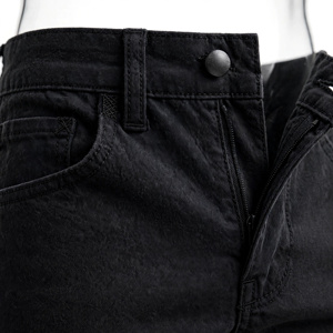 <b>Men's</b> Black Oxford Cotton Pants Breathable Stonewashed Straight Fit Button Fly Anti-Wrinkle <b>Summer</b> <b>Trousers</b> - Product Image 6