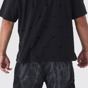 Camiseta Personalizada con Efecto Desgastado, Fabricante de Ropa de Moda Casual de Algodón, Estilo Vintage, Precio de Fábrica, Alta Calidad, OEM/ODM - Product Image 4