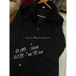 Hermoso algodón pesado flameado/algodón flexible (Hibisco) Cordset de tela de la mejor calidad (camisa de longitud corta-29 ") con botones de madera y L - Product Image 5