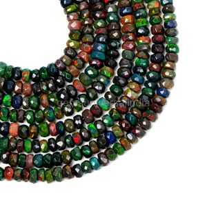 Cuentas Redondas de Ópalo Etíope Negro Natural de 3-5 mm, Cuentas de Piedras Preciosas Facetadas y Brillantes para la Fabricación de Joyas - Product Image 1