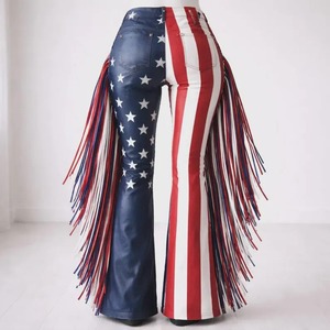Pantalon en cuir à franges drapeau américain, style western USA, Rodeo, 4 juillet, tenue patriotique unisexe pour cowboy - Product Image 4