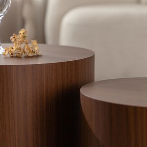 Modern <b>Nesting</b> <b>Coffee</b> <b>Table</b> <b>Set</b> of 2 Wooden Circle Accent End Side <b>Tables</b> for Small Space Living Room Bedroom - Product Image 6