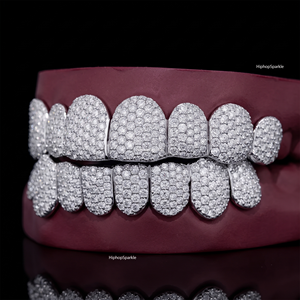 Grillz personnalisés en argent sterling 925 avec diamants Moissanite VVS, capuchons dentaires, bijoux Hip Hop, design entièrement pavé pour hommes et femmes (ensembles) - Product Image 3