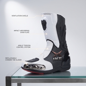 Bottes de moto de course à manches longues en cuir blanc et noir HIKE IMPEX Hi-J-001, respirantes, imperméables, protectrices, unisexes, personnalisables - Product Image 3