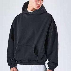Sweat-shirts à capuche pour hommes OEM, couleur unie, hiver, 400 GSM, molleton de coton lourd, style streetwear oversize - Product Image 3