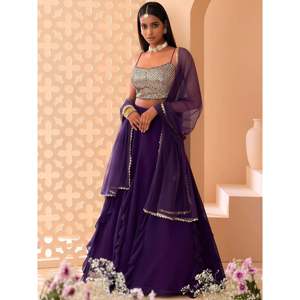 Charming Purple Georgette Party Wear Lehenga with <b>Sequins</b> Choli for Wedding - Product Image 5