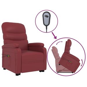 Fauteuil de massage verticale en similicuir rouge bordeaux avec structure en fer et contreplaqué et assise confortable en mousse pour une relaxation optimale - Product Image 2