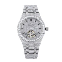 Montre de luxe en acier inoxydable carré avec bracelet en cuir, diamants, résistante à l'eau 3BAR, affichage analogique-numérique, fermoir unisexe, 41 mm