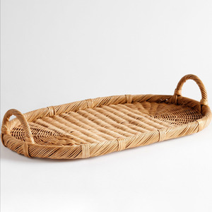 Vietnam producer supply rattan cane <b>tray</b> set hand-made natural <b>storage</b> <b>trays</b> for table ottoman - Product Image 3