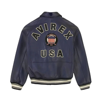 Veste bomber Avirex USA Edition Icon pour homme, veste de pilote américaine, veste en cuir véritable, 100% cuir véritable, vestes en cuir Avirex