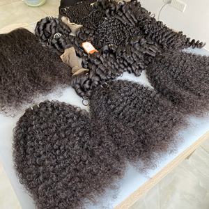 Vente en gros d'extensions de cheveux trame bouclée birmane de haute qualité, paquet de cheveux humains vierges non traités de couleur noire naturelle - Product Image 3