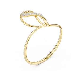 Anillo solitario de oro amarillo macizo de 14k para mujer, con diamante de corte redondo minimalista en forma de hoja, para compromiso, aniversario, regalo de boda - Product Image 3