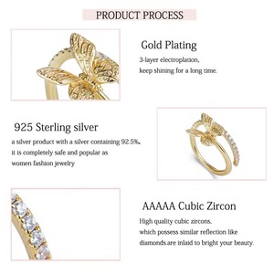 ZAWO HOUSE Joyería de Moda, Diseño Moderno, Joyería para Mujer, el Mejor Regalo, Anillo de Mariposa Chapado en Oro con Diamantes de Circonio y Plata de Ley 925 - Product Image 6