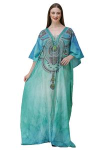 คาฟตันปักด้วยมือที่สวยงามสำหรับผู้หญิงขนาดฟรีไซส์ผ้าคลุมชายหาด - Product Image 2