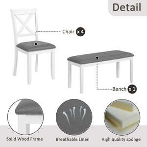 Set da Pranzo Moderno per 6 Persone, Tavolo con 6 Sedie in Legno per Sala da Pranzo e Cucina, Elegante Tavolo da Pranzo per 6 Persone - Product Image 6