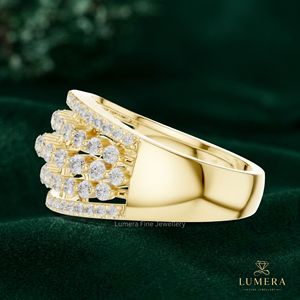 Multi <b>Row</b> Diamond Ring for Women Open Work Lattice Statement Band High Quality Lab Grown Diamond Fine Jewelry <b>Gift</b> - Product Image 3