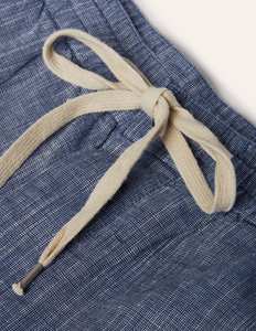 Shorts Bermuda en Lin et Coton Bleu pour Homme, Taille Mi-Haute avec Cordon de Serrage, Style Décontracté, Couleur Unie, Tissu Respirant - Product Image 5