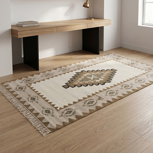 Modern Handcrafted Beige Geometric Kilim <b>Rug</b> Anti-Slip <b>Thick</b> Jute Woven Living Room Bedroom Home Decor - Product Image 3