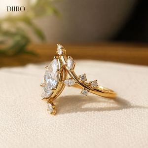 Bezel Marquise Cut <b>Diamond</b> Engagement <b>Ring</b> Plated Yellow Gold Bridal Wedding Band for Women Moissanite Jewelry - Product Image 2