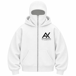 Cagoule intégrale zippée Premium Hiver en molleton de coton surdimensionné, avec logo personnalisé, style streetwear, anti-boulochage et respirante - Product Image 1