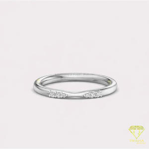 Rose Gold Curved Moissanite Diamond Wedding Band Minimalist <b>Stacking</b> <b>Ring</b> Curved Bridal Band Matching Engagement <b>Ring</b> - Product Image 2