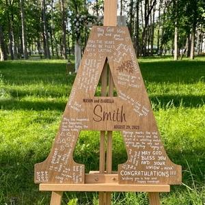 Insegna <span class=keywords><strong>in</strong></span> <span class=keywords><strong>Legno</strong></span> <span class=keywords><strong>con</strong></span> Nomi Incisi, Decorazione Artigianale Fatta a Mano per Ricevimenti di Nozze e Ricordo - Product Image 1