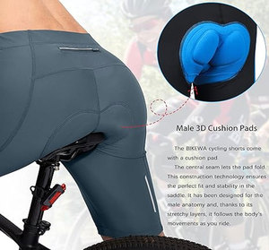 Shorts de cyclisme unisexes respirants de haute qualité en spandex/coton avec rembourrage 3D pour la route et le VTT, poches zippées - Product Image 5
