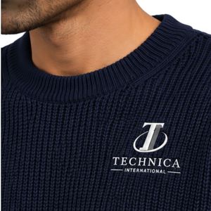 Navy <b>Blue</b> Mens Oversized Crewneck Sweatshirt Ribbed Knit <b>Long</b> <b>Sleeve</b> Pullover Casual Streetwear Loose Fit Winter Fashion <b>Top</b> - Product Image 4