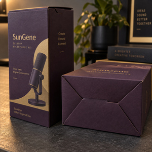 Carton pliable à fond auto-scellant SunGene pour kit de microphone de bureau en prune foncée et or mat - Product Image 4