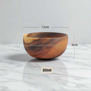 Bol à salade artisanal en bois d'acacia rustique, décoration de cuisine style ferme - Product Image 6