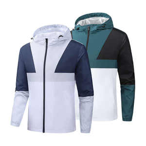 Men's New Design Lightweight Windbreaker <b>Jacket</b> Full Zipper <b>Hooded</b> Patchwork Style for Spring Season - Product Image 2