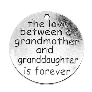 Amuleto de Amor <span class=keywords><strong>Abuela</strong></span>-Nieteta, Disco de Aleación de Plata Antigua de 33x33mm con Mensaje para Joyería de Recuerdo Generacional - Product Image 4