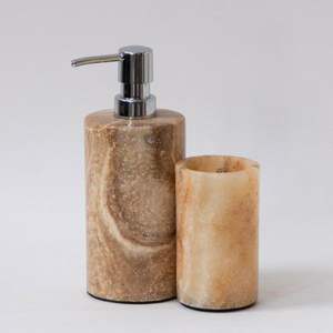 Ensemble de salle de bain moderne en marbre naturel avec distributeur de savon, porte-brosse à dents et porte-savon, marque privée - Product Image 5