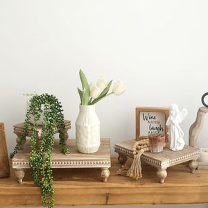 Juego de 3 Soportes de Exhibición de Madera Rústica con Borde de Cuentas, Bandeja de Pedestal para Encimera de Cocina, Decoración del Hogar, Venta al por Mayor para Fiestas - Product Image 2