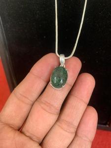 Collar con colgante ovalado verde plateado alemán, joyería hecha a mano, regalo para mujer, joyería de alta calidad con forma ovalada - Product Image 2