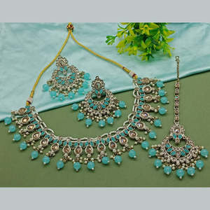 Collier plaqué or avec pierre de cristal et perles 10581262SBL - Product Image 1