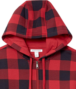 Sweat-shirt à capuche à carreaux rouges pour homme, coupe classique, décontracté, pour l'automne, avec poche, en flanelle - Product Image 4