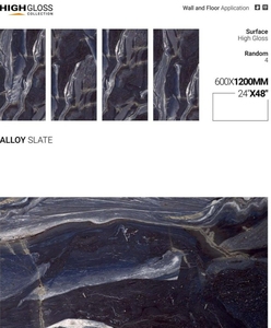 Carrelage en porcelaine émaillée bleu marine 60 x 120 mm, carrelage en porcelaine vitrifiée pour sol et mur, surface polie pour intérieur - Product Image 3