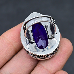 Anillo de Tanzanita Azul Facetada, Hermoso y Popular, Hecho a Mano, Chapado en Plata de Ley 925, Estilo Pera, Joyería Vintage de Primera Calidad - Product Image 4