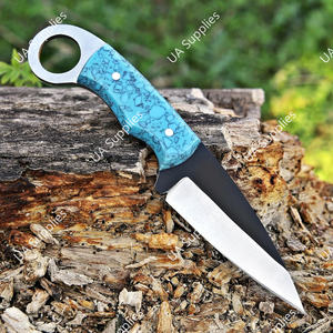 Cuchillo de Supervivencia de Alta Calidad, Grado Industrial, Profesional, Forjado en Acero Inoxidable, con Mango de Resina Turquesa, para Caza y Bushcraft al Aire Libre - Product Image 2