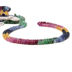 สร้อยคอประดับด้วยลูกปัดพลอยแซฟไฟร์ธรรมชาติทรงรอนเดลเหลี่ยมเพชรพลอยสำหรับทำเครื่องประดับ - Product Image 1