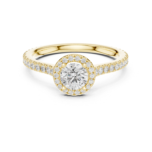 Anillo de Compromiso con Diamante Cultivado en Laboratorio, Redondo, en Oro Amarillo de 14K para Mujer |   Diamante Cultivado Nuevo - Product Image 1